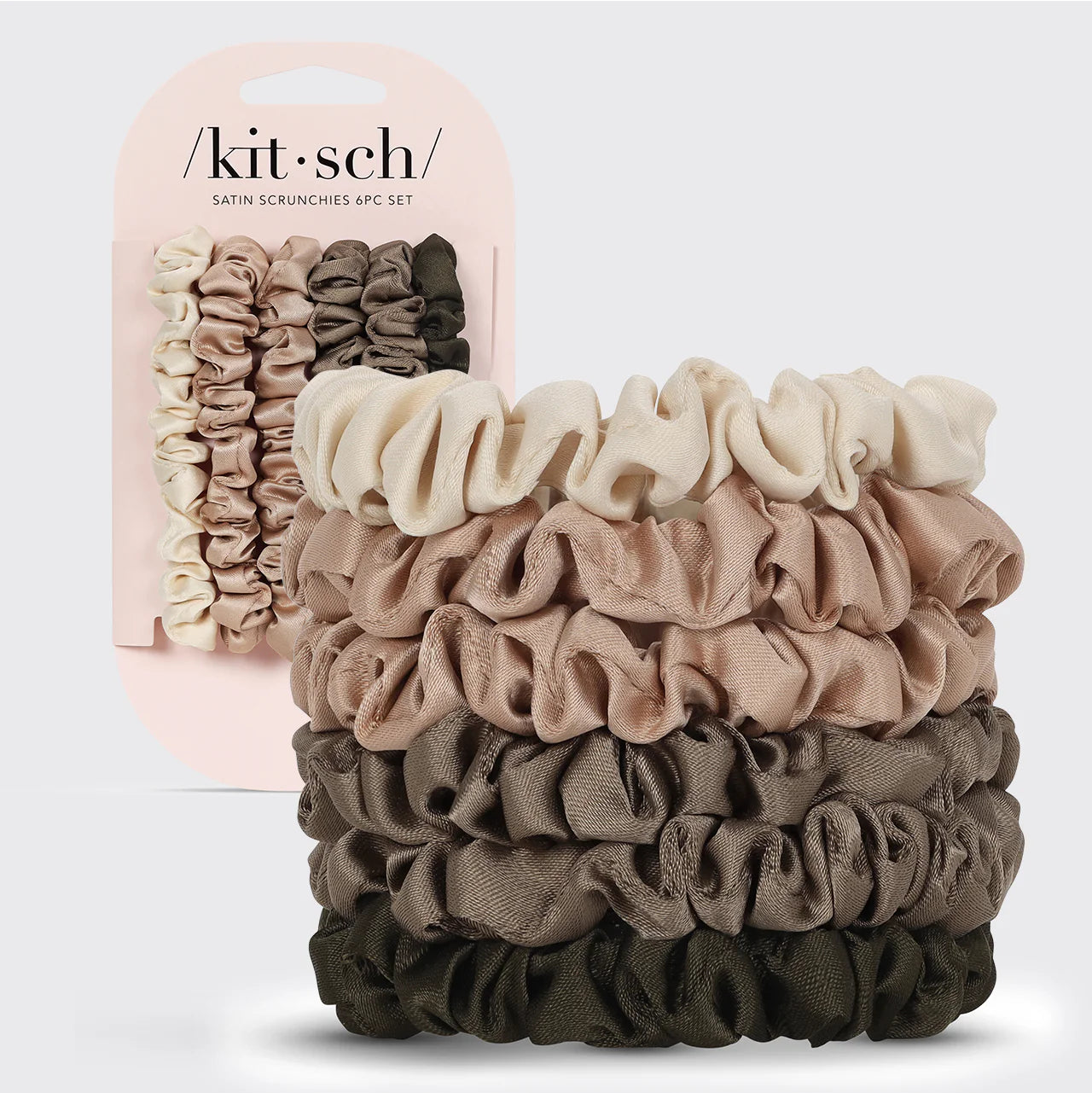 Ultra Petite Satin Scrunchies | 6pc set | Eucalyptus